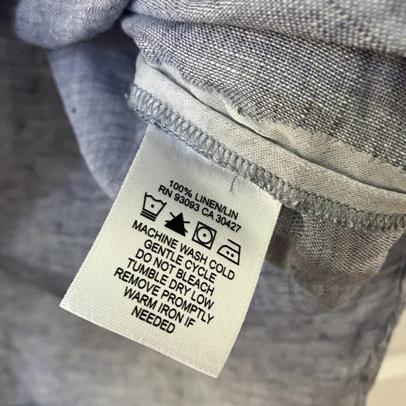 Nic + Zoe Blue Linen Lace Up Sleeve Top Womens Medium  Summer V-neck - Picture 5 of 5